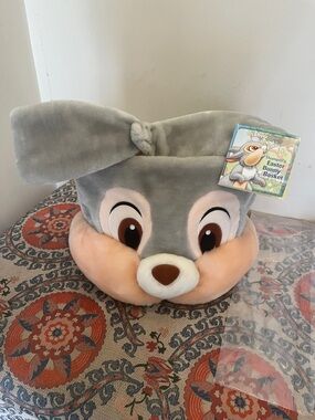 Disney Thumper Plush Easter Bunny Basket - Gray & Peach NWT